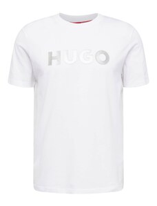 HUGO Tricou 'Dulivio' argintiu / alb