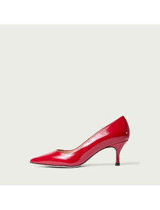 ALURA PREMIUM Pantofi cu toc mic roșu lac Julie din piele naturală (Mărime: 39)