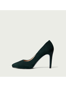 ALURA PREMIUM Pantofi cu platformă și toc subțire Evelinne din piele întoarsă verde smarald (Mărime: 35)