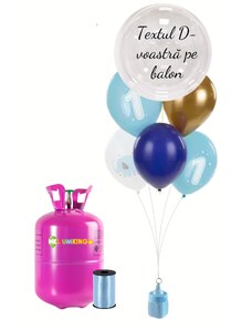 Set personalizat de petrecere cu heliu 1 - albastru 13 buc
