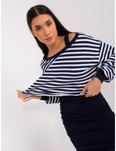 Fashionhunters Navy blue and white base set with striped dress
