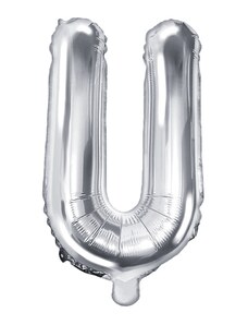 Partydeco Balon Folie Litera U Argintiu, 35 cm