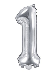 Partydeco Balon Folie Cifra 1 Argintiu, 35 cm
