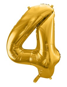 Partydeco Balon Folie Cifra 4 Auriu, 86 cm