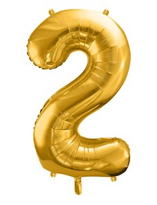 Partydeco Balon Folie Cifra 2 Auriu, 86 cm