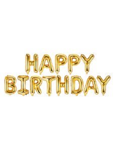 Partydeco Baloane Folie Happy Birthday Auriu - 340x35 cm
