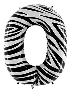 Grabo Balon Folie Cifra 0 Zebra, 102 cm