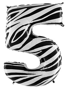 Grabo Balon Folie Cifra 5 Zebra, 102 cm