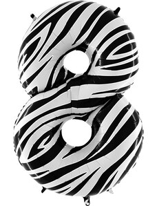 Grabo Balon Folie Cifra 8 Zebra, 102 cm