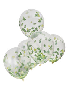 Ginger Ray Set 5 Baloane Confetti Frunze Tropicale - 30 cm
