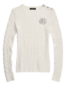 RALPH LAUREN Pulover Gassed Cotton-Sweater 200925325004 white