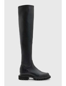 AllSaints ghete de piele Leona Boot femei, culoarea negru, cu toc plat, WF587Z