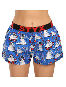 Pantaloni scurți pentru femei Styx art sport cauciuc de cauciuc Crăciun oameni de zăpadă (T1751) XL