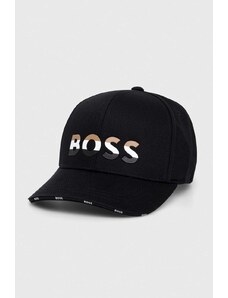 BOSS șapcă de baseball din bumbac culoarea negru, cu imprimeu 50507843