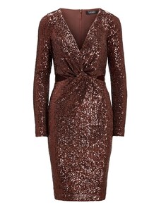 RALPH LAUREN Rochie Soft Drapey Sequin-Cocktail Dress 253918920001 bronze