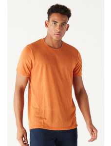 ALTINYILDIZ CLASSICS Tricou bărbătesc Orange Slim Fit Slim Fit Crew Neck cu mânecă scurtă din in.