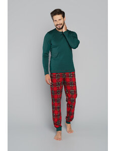 Italian Fashion Men's pyjamas Narwik, long sleeves, long legs - green/print