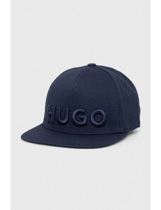 HUGO șapcă culoarea bleumarin, cu imprimeu 50510116
