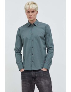 HUGO cămașă bărbați, culoarea verde, cu guler clasic, slim 50500216
