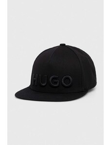 HUGO șapcă culoarea negru, cu imprimeu 50510116