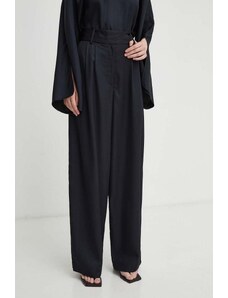 By Malene Birger pantaloni femei, culoarea negru, lat, high waist
