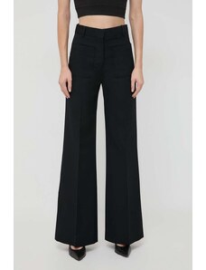 Victoria Beckham pantaloni din lână culoarea negru, lat, high waist 1124WTR005115A