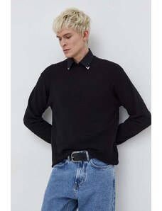 HUGO pulover de bumbac culoarea negru