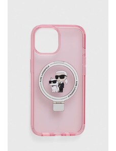 Karl Lagerfeld husă pentru telefon iPhone 15 6.1 culoarea roz