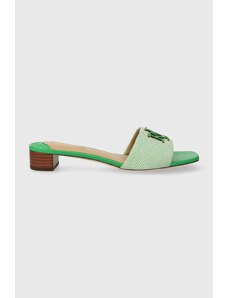 Lauren Ralph Lauren papuci Fay Logo femei, culoarea verde, cu toc drept 802925000000