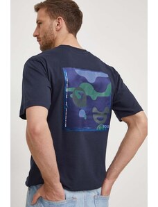 BOSS tricou din bumbac bărbați, culoarea bleumarin, cu imprimeu 50505769