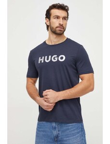 HUGO tricou din bumbac bărbați, culoarea bleumarin, cu imprimeu 50506996