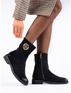 Shelvt Potocki women's black suede ankle boots