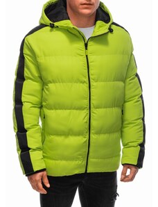 EDOTI Men's quilted winter jacket - lime green V9 EM-JAHP-0101