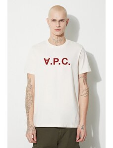 A.P.C. tricou din bumbac Vpc Kolor culoarea bej, cu imprimeu
