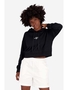 New Balance bluză femei, culoarea negru, cu glugă, cu imprimeu WT31509BK-9BK