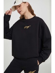 HUGO bluză femei, culoarea negru, cu imprimeu 50508558