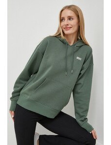 Dkny bluza femei, culoarea verde, cu glugă, cu imprimeu