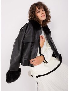 Fashionhunters Black women's winter jacket made of eco-leather