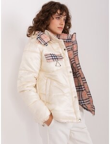 Fashionhunters Light beige women's winter jacket with hood