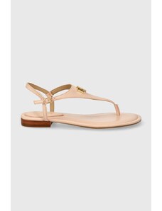 Lauren Ralph Lauren sandale de piele Ellington femei, culoarea roz 802853000000
