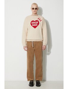 Human Made pulover din amestec de lână Heart Knit Sweater bărbați, culoarea bej, HM26CS030