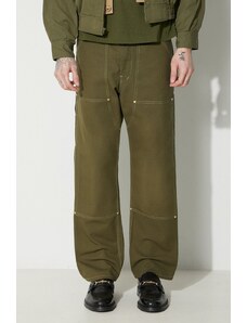 Human Made pantaloni de bumbac Duck Painter culoarea verde, drept, HM26PT012