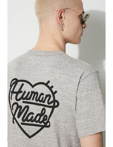 Human Made tricou din bumbac Heart Badge bărbați, culoarea gri, cu imprimeu, HM26CS002