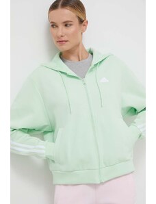adidas bluză femei, culoarea verde, cu glugă, cu imprimeu IS3680
