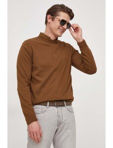 BOSS pulover de bumbac culoarea maro, light 50506023