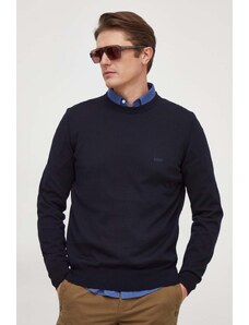 BOSS pulover de bumbac culoarea bleumarin, light 50506023