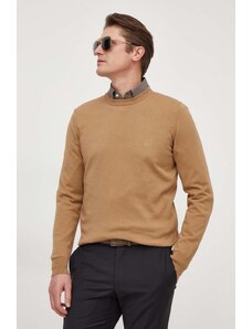 BOSS pulover de bumbac culoarea bej, light 50506023
