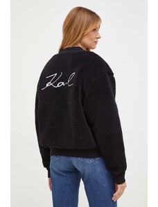 Karl Lagerfeld hanorac din amestec de lana culoarea negru, neted