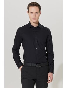 ALTINYILDIZ CLASSICS Men's Black No-Iron Non-iron Slim Fit Slim Fit 100% Cotton Shirt.