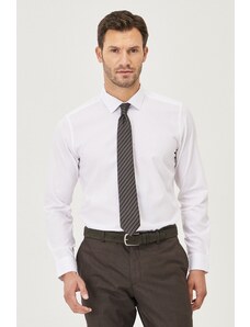 ALTINYILDIZ CLASSICS Men's White Non-iron Non-iron Slim Fit Slim Fit 100% Cotton Dobby Shirt.